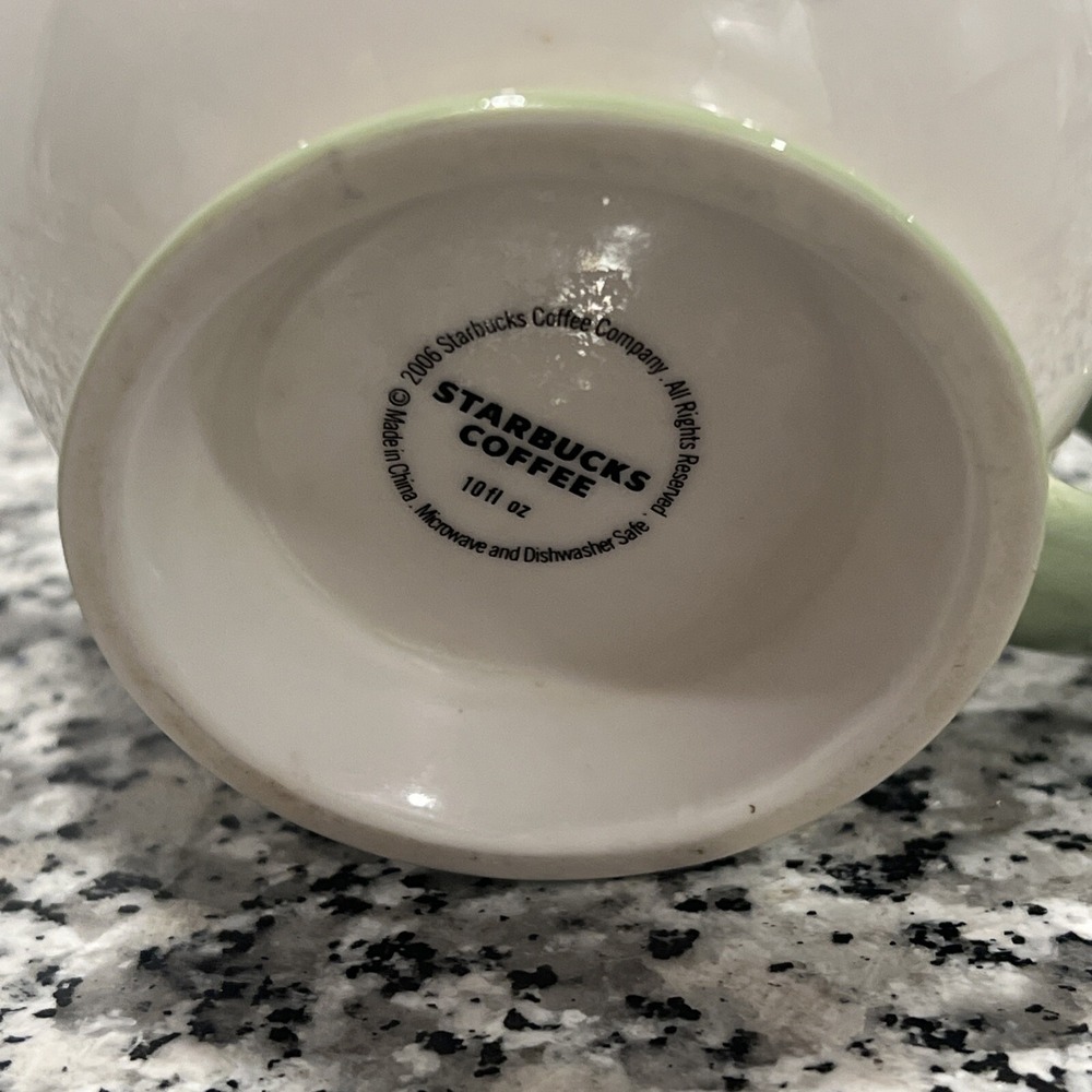 2006 Starbucks Pair of Tea Cups/ Mugs Nuturing 10oz green & orange Uplifting cup - Picture 7 of 13